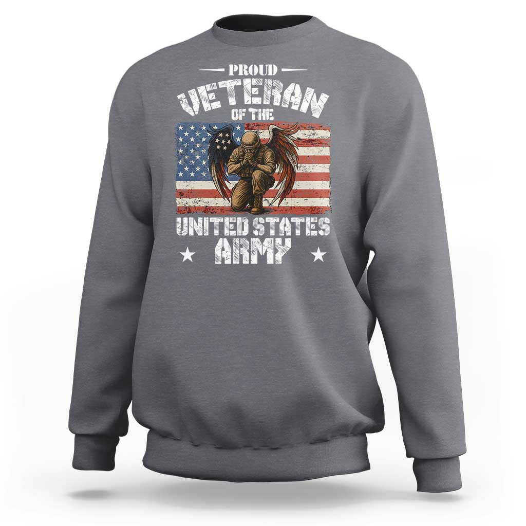 US Army Veteran Tribute Sweatshirt American Flag Angel Soldier Memorial - Wonder Print Shop