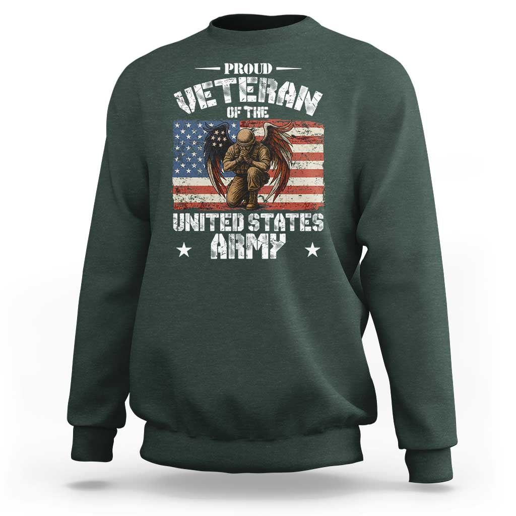 US Army Veteran Tribute Sweatshirt American Flag Angel Soldier Memorial - Wonder Print Shop