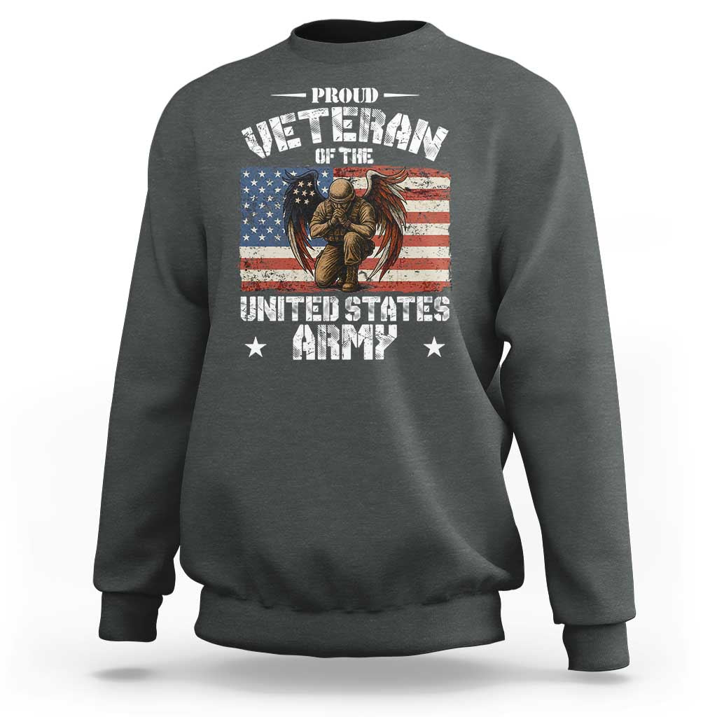 US Army Veteran Tribute Sweatshirt American Flag Angel Soldier Memorial - Wonder Print Shop