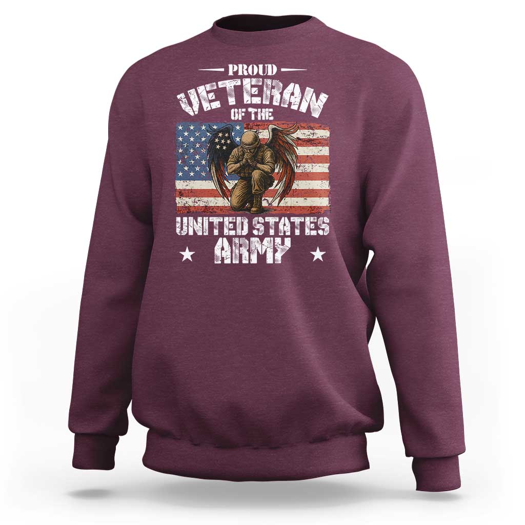 US Army Veteran Tribute Sweatshirt American Flag Angel Soldier Memorial - Wonder Print Shop