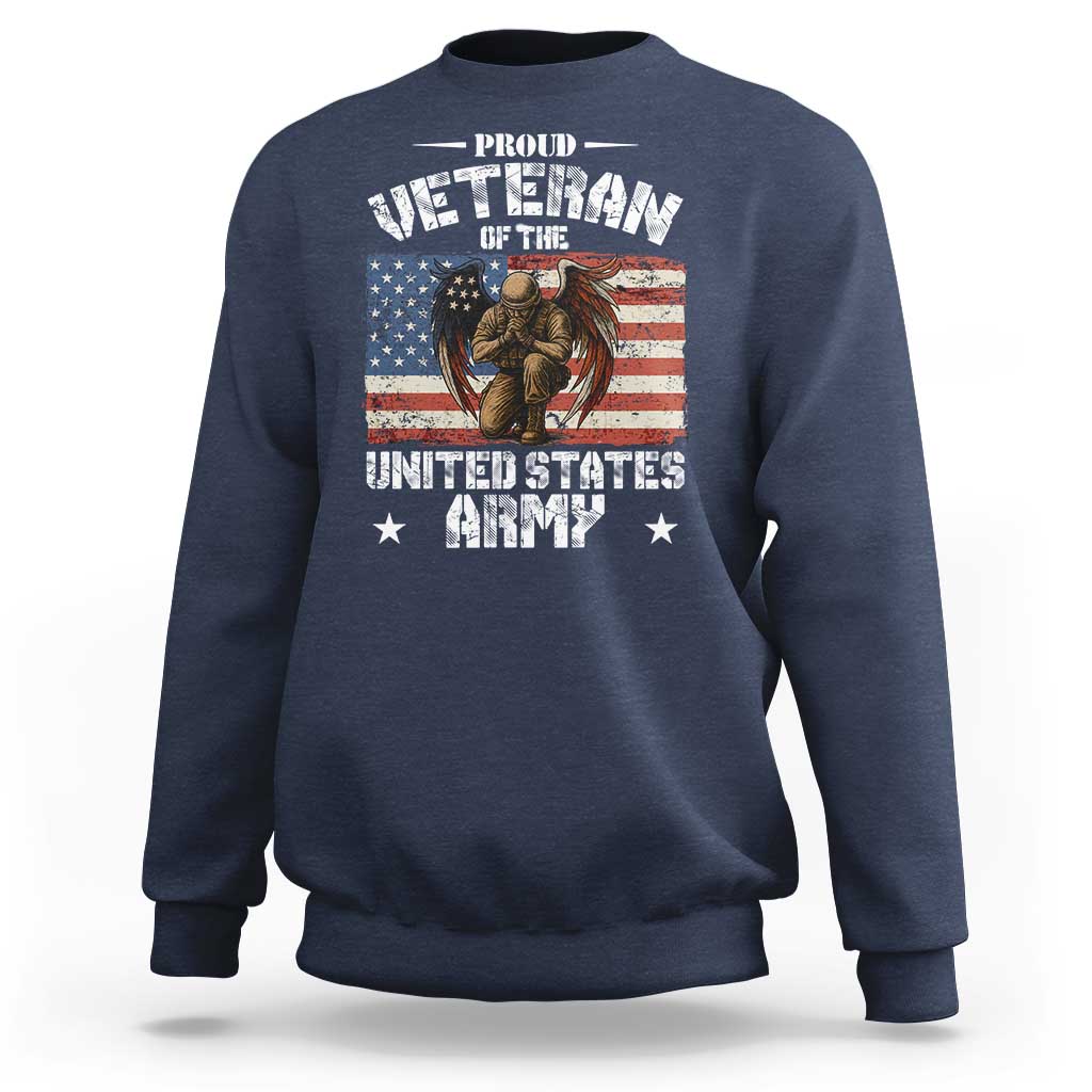 US Army Veteran Tribute Sweatshirt American Flag Angel Soldier Memorial - Wonder Print Shop