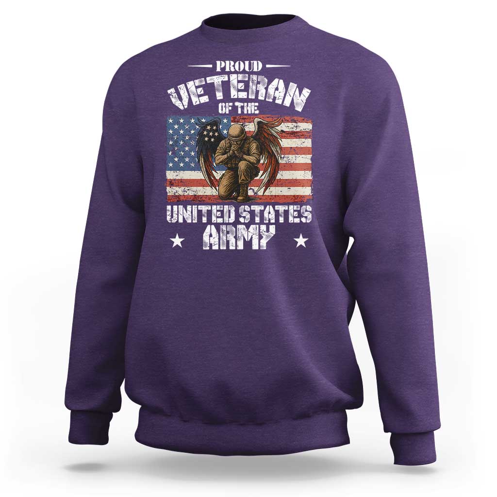 US Army Veteran Tribute Sweatshirt American Flag Angel Soldier Memorial - Wonder Print Shop