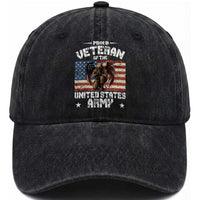 US Army Veteran Tribute Washed Cotton Baseball Cap American Flag Angel Soldier Memorial