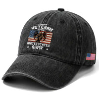 US Army Veteran Tribute Washed Cotton Baseball Cap American Flag Angel Soldier Memorial
