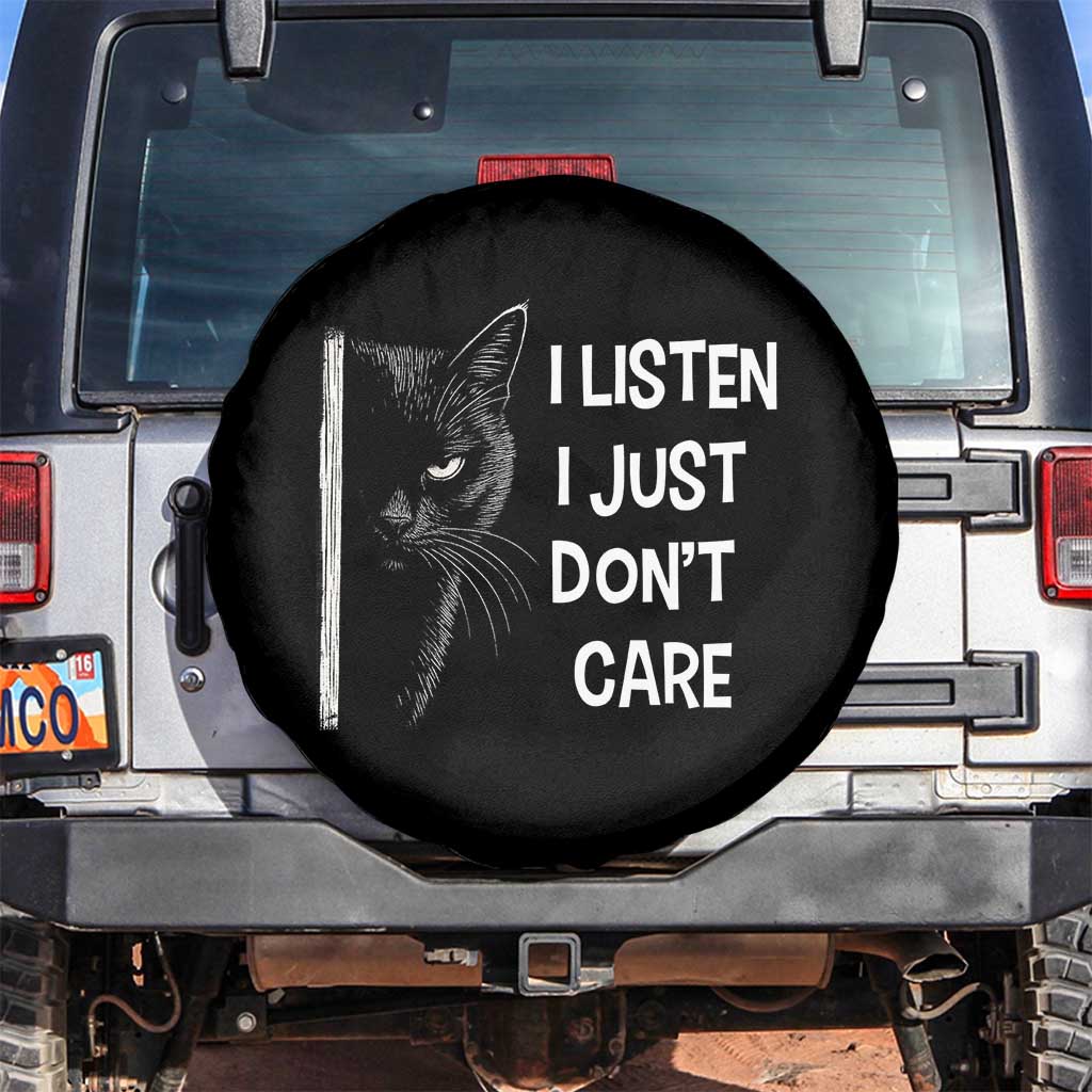 Funny Introvert Cat Spare Tire Cover I Listen I Just Don't Care Sarcastic Kitty Lover - Wonder Print Shop