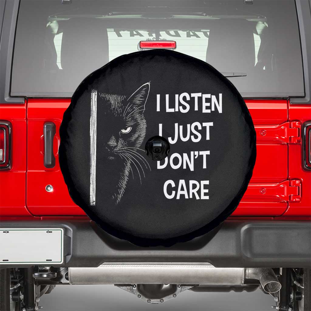 Funny Introvert Cat Spare Tire Cover I Listen I Just Don't Care Sarcastic Kitty Lover - Wonder Print Shop
