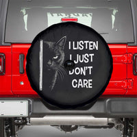 Funny Introvert Cat Spare Tire Cover I Listen I Just Don't Care Sarcastic Kitty Lover - Wonder Print Shop