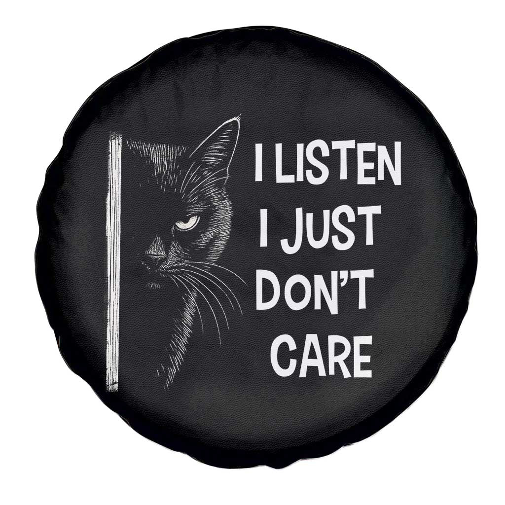 Funny Introvert Cat Spare Tire Cover I Listen I Just Don't Care Sarcastic Kitty Lover - Wonder Print Shop