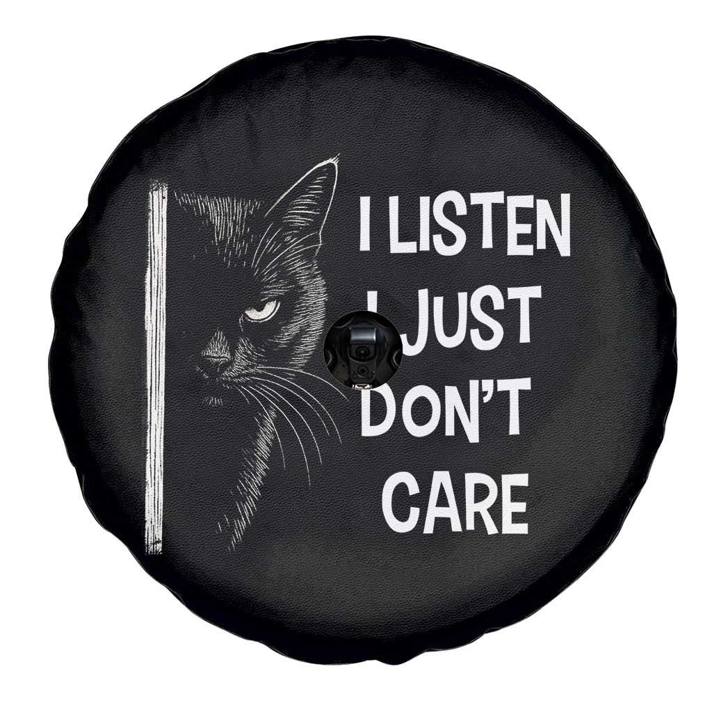 Funny Introvert Cat Spare Tire Cover I Listen I Just Don't Care Sarcastic Kitty Lover - Wonder Print Shop