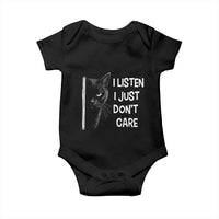 Funny Introvert Cat Baby Onesie I Listen I Just Don't Care Sarcastic Kitty Lover - Wonder Print Shop