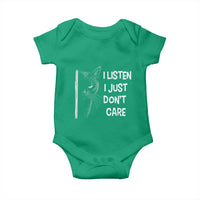 Funny Introvert Cat Baby Onesie I Listen I Just Don't Care Sarcastic Kitty Lover - Wonder Print Shop