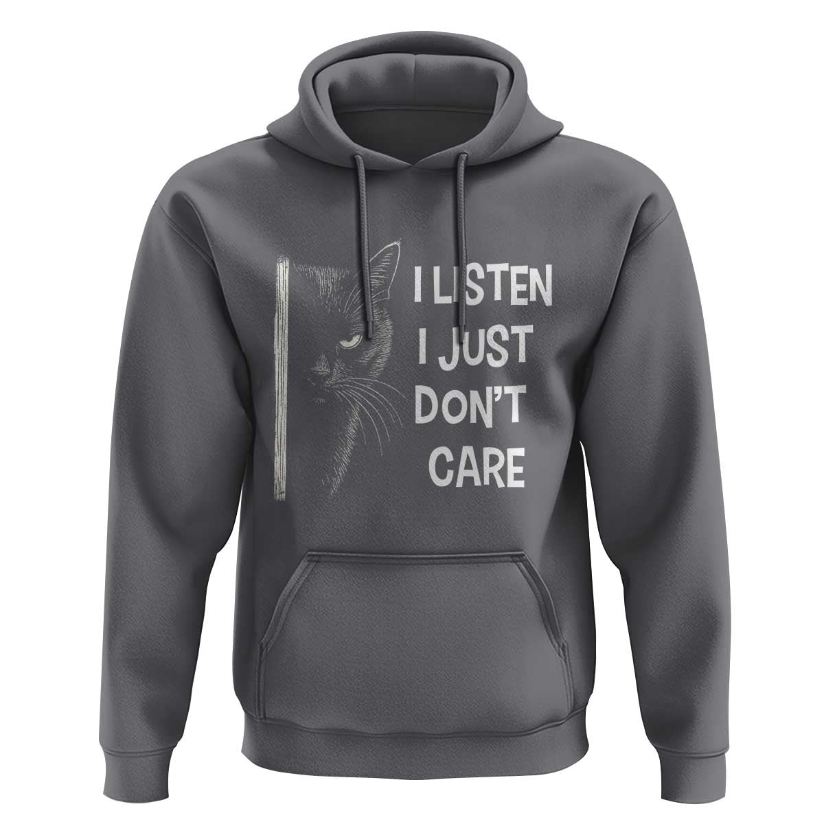 Funny Introvert Cat Hoodie I Listen I Just Don't Care Sarcastic Kitty Lover - Wonder Print Shop