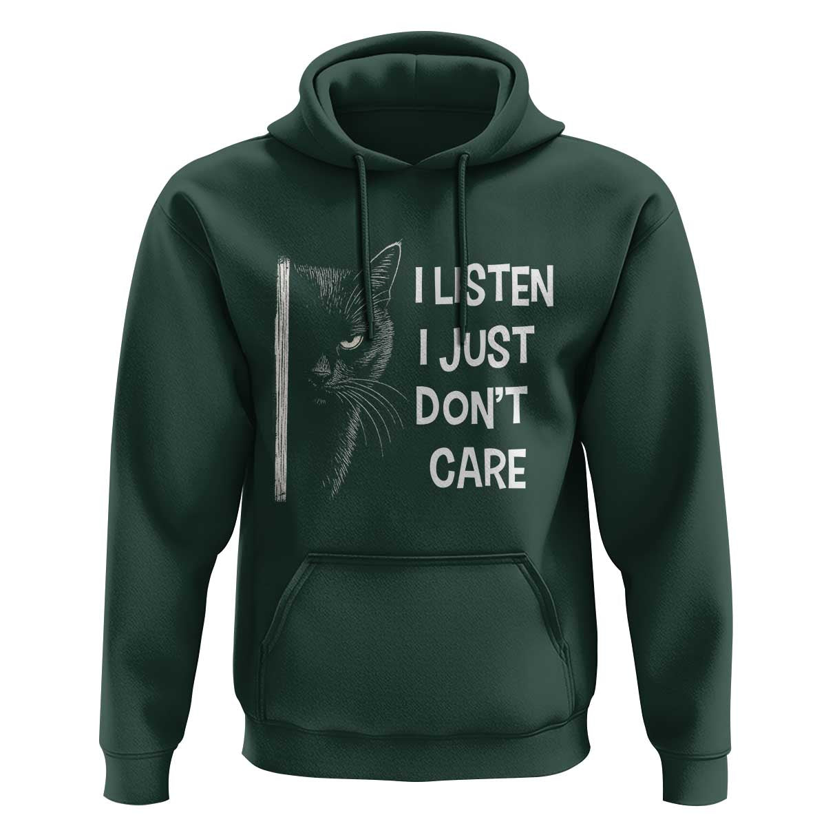 Funny Introvert Cat Hoodie I Listen I Just Don't Care Sarcastic Kitty Lover - Wonder Print Shop