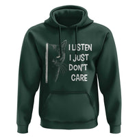 Funny Introvert Cat Hoodie I Listen I Just Don't Care Sarcastic Kitty Lover - Wonder Print Shop