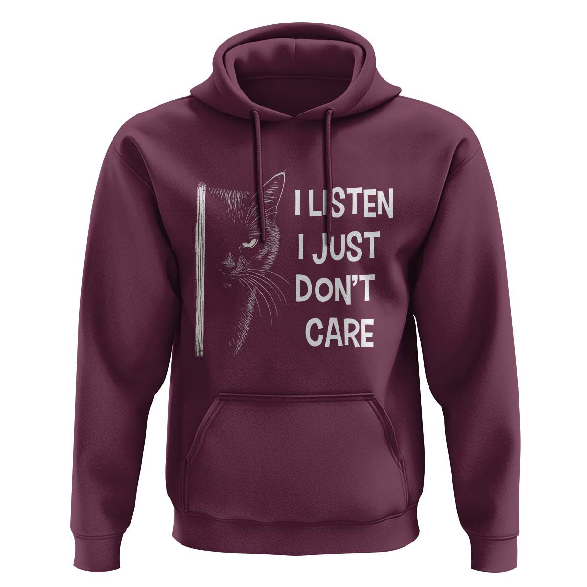 Funny Introvert Cat Hoodie I Listen I Just Don't Care Sarcastic Kitty Lover - Wonder Print Shop