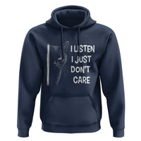 Funny Introvert Cat Hoodie I Listen I Just Don't Care Sarcastic Kitty Lover - Wonder Print Shop