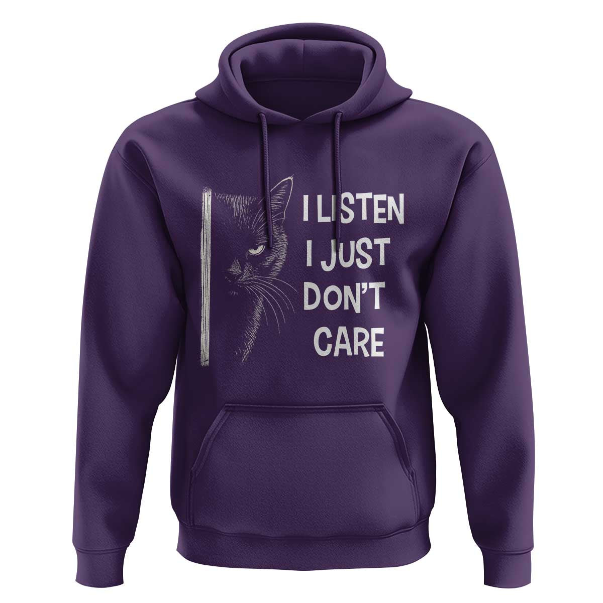 Funny Introvert Cat Hoodie I Listen I Just Don't Care Sarcastic Kitty Lover - Wonder Print Shop
