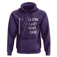 Funny Introvert Cat Hoodie I Listen I Just Don't Care Sarcastic Kitty Lover - Wonder Print Shop