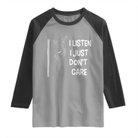 Funny Introvert Cat Raglan Shirt I Listen I Just Don't Care Sarcastic Kitty Lover - Wonder Print Shop