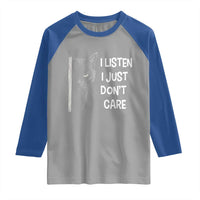 Funny Introvert Cat Raglan Shirt I Listen I Just Don't Care Sarcastic Kitty Lover - Wonder Print Shop