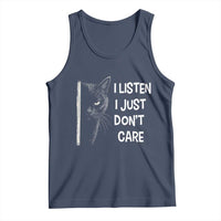 Funny Introvert Cat Tank Top I Listen I Just Don't Care Sarcastic Kitty Lover - Wonder Print Shop