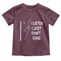 Funny Introvert Cat Toddler T Shirt I Listen I Just Don't Care Sarcastic Kitty Lover - Wonder Print Shop