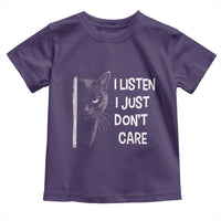 Funny Introvert Cat Toddler T Shirt I Listen I Just Don't Care Sarcastic Kitty Lover - Wonder Print Shop