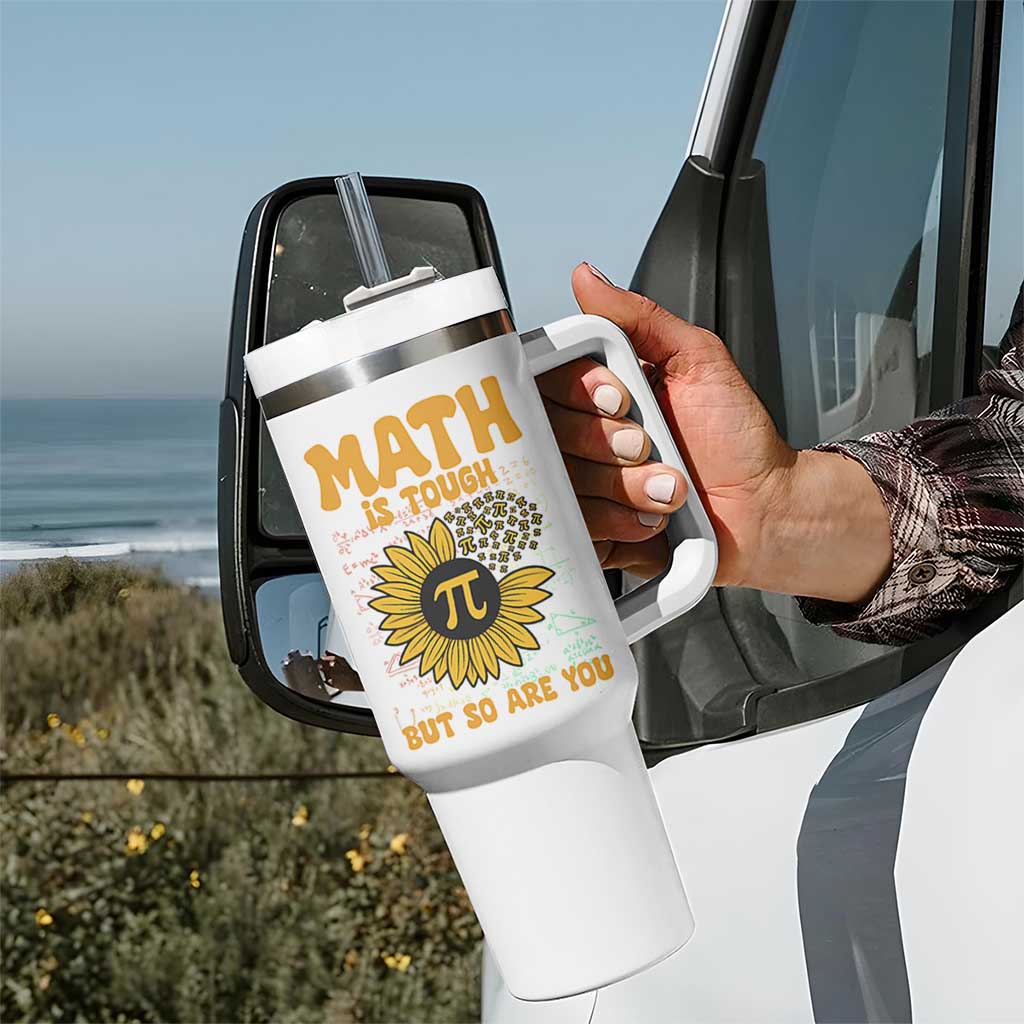 Funny Math Teacher Back To School Tumbler With Handle Math Is Tough But So Are You - Wonder Print Shop