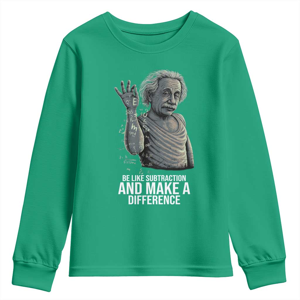 Funny Math Teacher Youth Sweatshirt Be Like Subtraction And Make A Difference - Wonder Print Shop