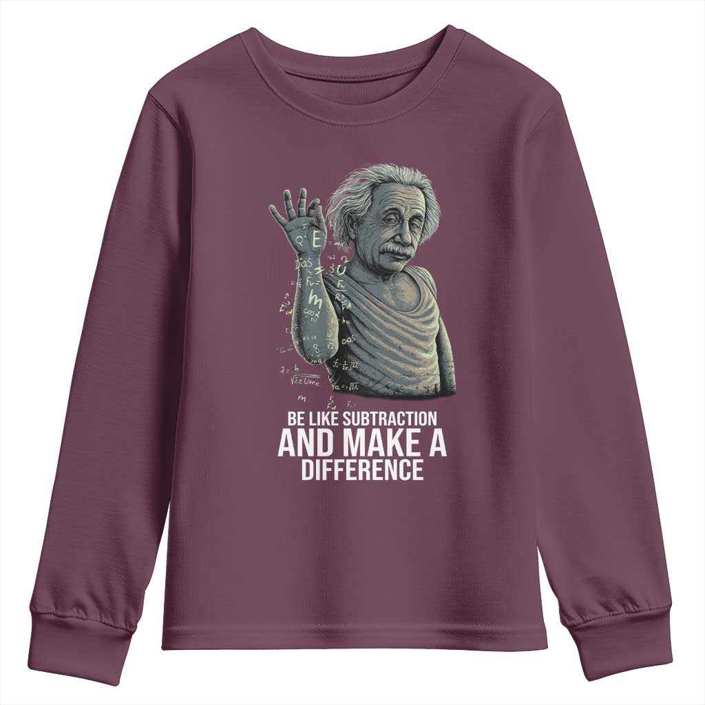 Funny Math Teacher Youth Sweatshirt Be Like Subtraction And Make A Difference - Wonder Print Shop