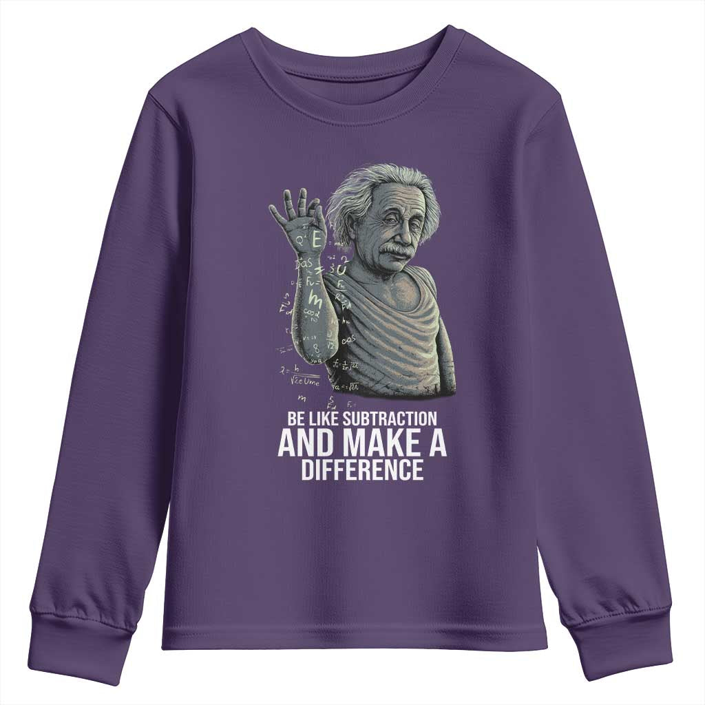 Funny Math Teacher Youth Sweatshirt Be Like Subtraction And Make A Difference - Wonder Print Shop