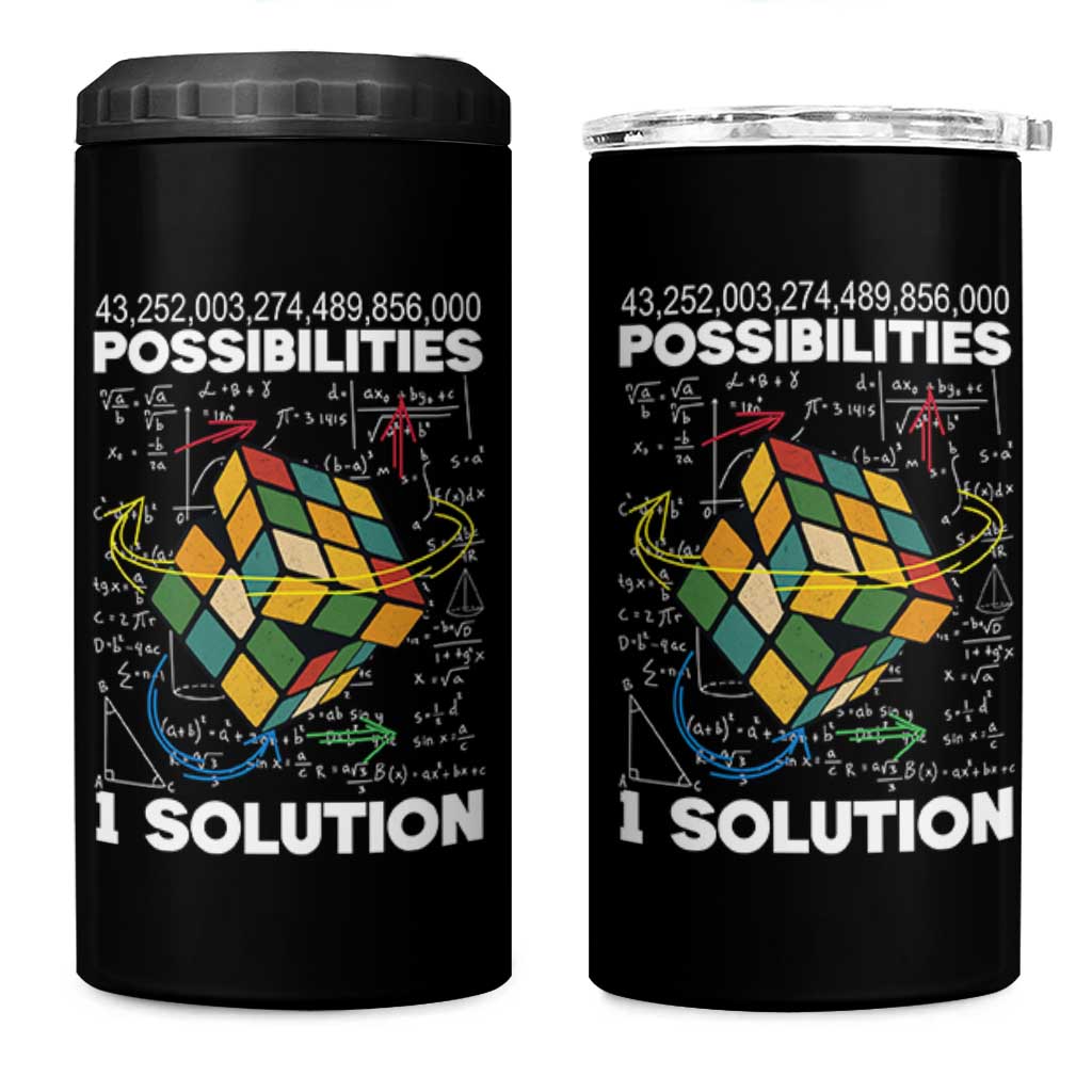 Funny Speed Cubing 4 in 1 Can Cooler Tumbler One Solution Math Puzzle Cube