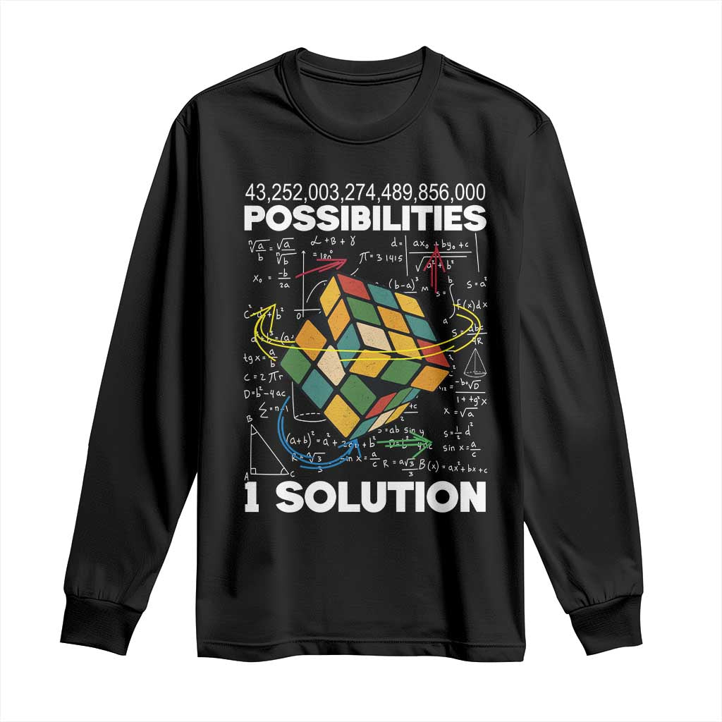 Funny Speed Cubing Long Sleeve Shirt One Solution Math Puzzle Cube - Wonder Print Shop