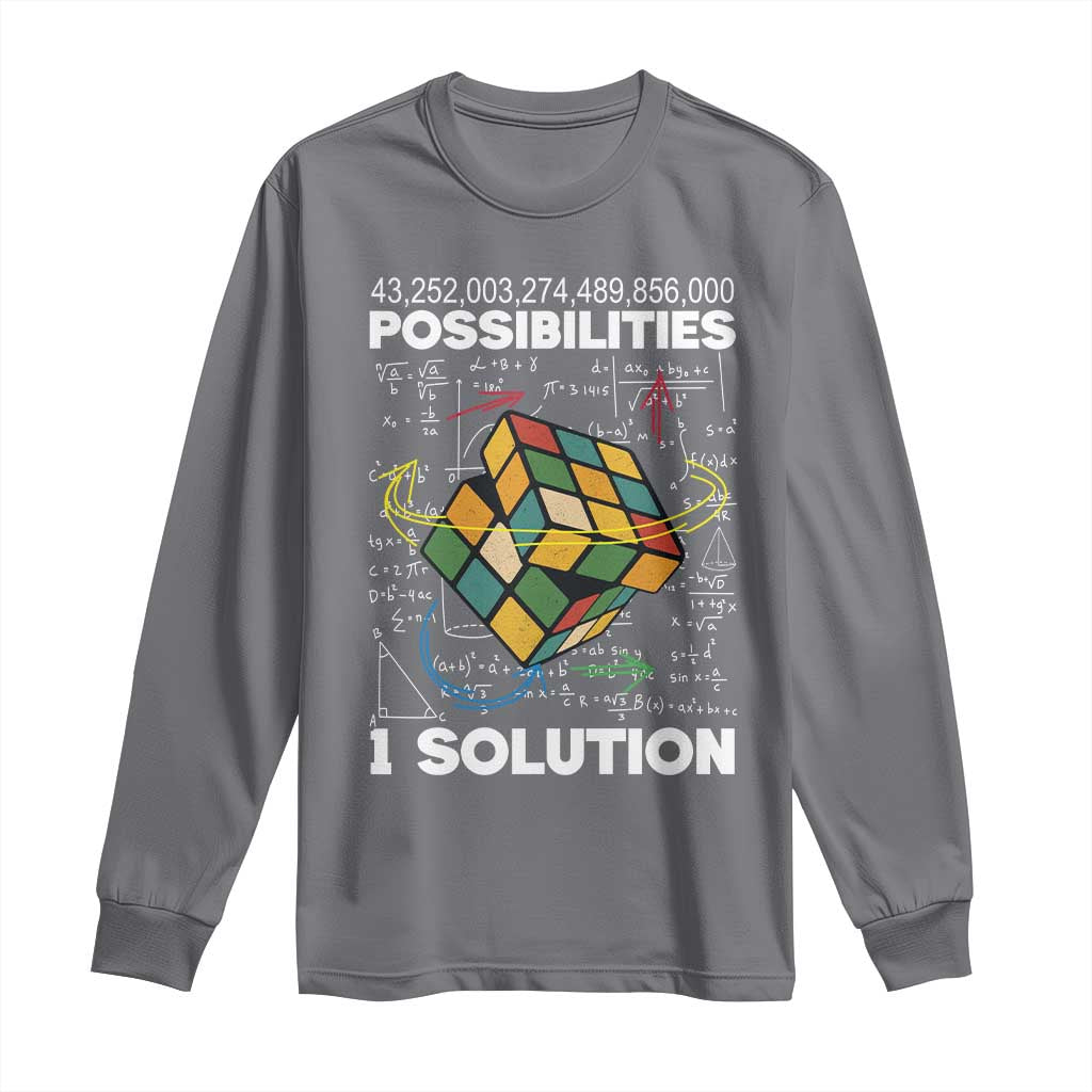 Funny Speed Cubing Long Sleeve Shirt One Solution Math Puzzle Cube - Wonder Print Shop