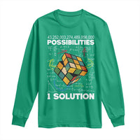 Funny Speed Cubing Long Sleeve Shirt One Solution Math Puzzle Cube - Wonder Print Shop