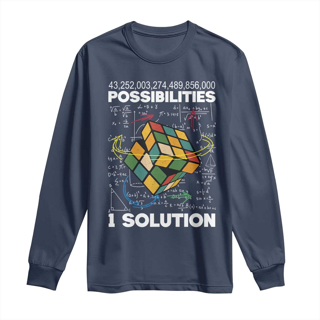Funny Speed Cubing Long Sleeve Shirt One Solution Math Puzzle Cube - Wonder Print Shop