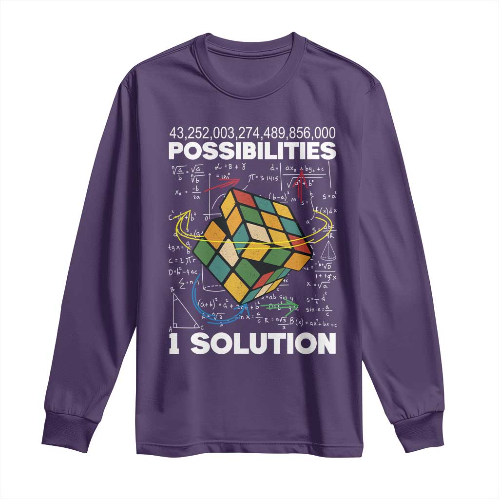 Funny Speed Cubing Long Sleeve Shirt One Solution Math Puzzle Cube - Wonder Print Shop