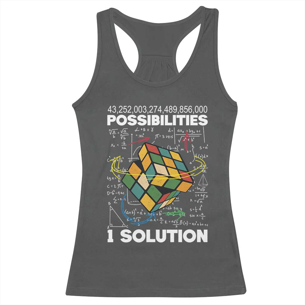 Funny Speed Cubing Racerback Tank Top One Solution Math Puzzle Cube - Wonder Print Shop