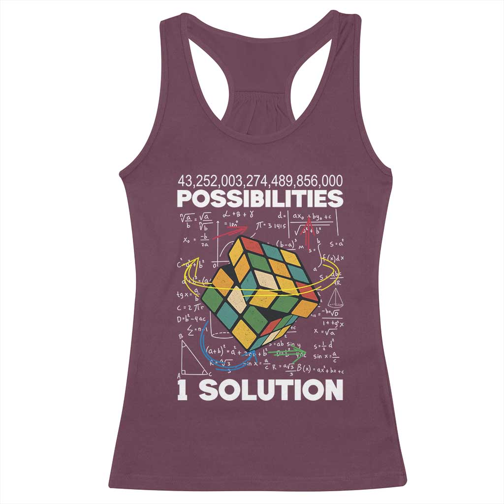 Funny Speed Cubing Racerback Tank Top One Solution Math Puzzle Cube - Wonder Print Shop