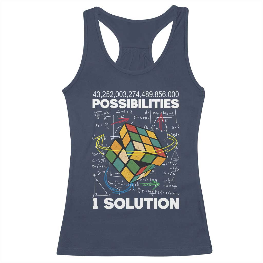 Funny Speed Cubing Racerback Tank Top One Solution Math Puzzle Cube - Wonder Print Shop