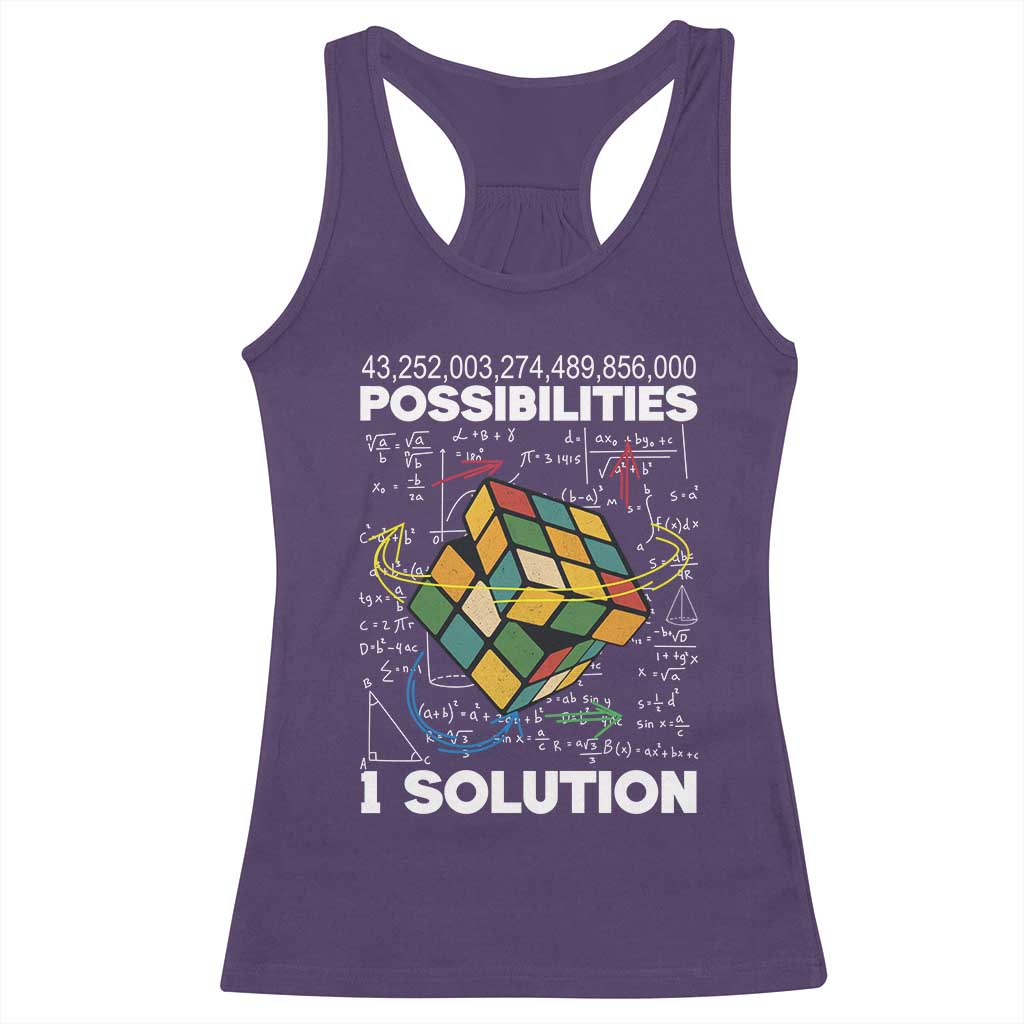 Funny Speed Cubing Racerback Tank Top One Solution Math Puzzle Cube - Wonder Print Shop