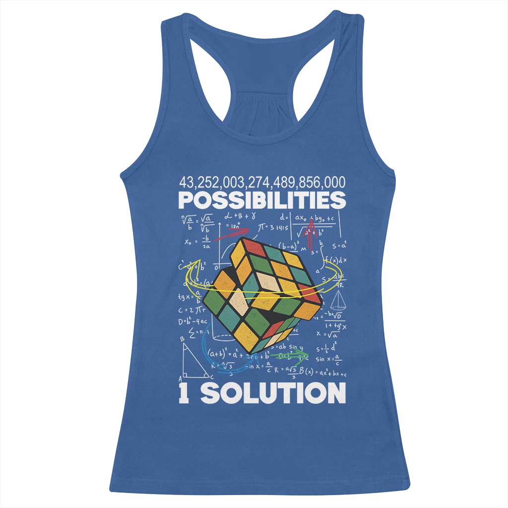 Funny Speed Cubing Racerback Tank Top One Solution Math Puzzle Cube - Wonder Print Shop