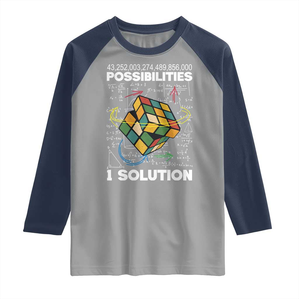 Funny Speed Cubing Raglan Shirt One Solution Math Puzzle Cube - Wonder Print Shop