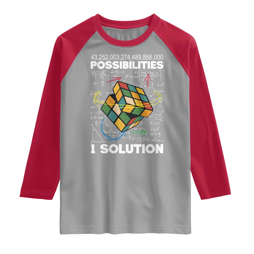 Funny Speed Cubing Raglan Shirt One Solution Math Puzzle Cube - Wonder Print Shop
