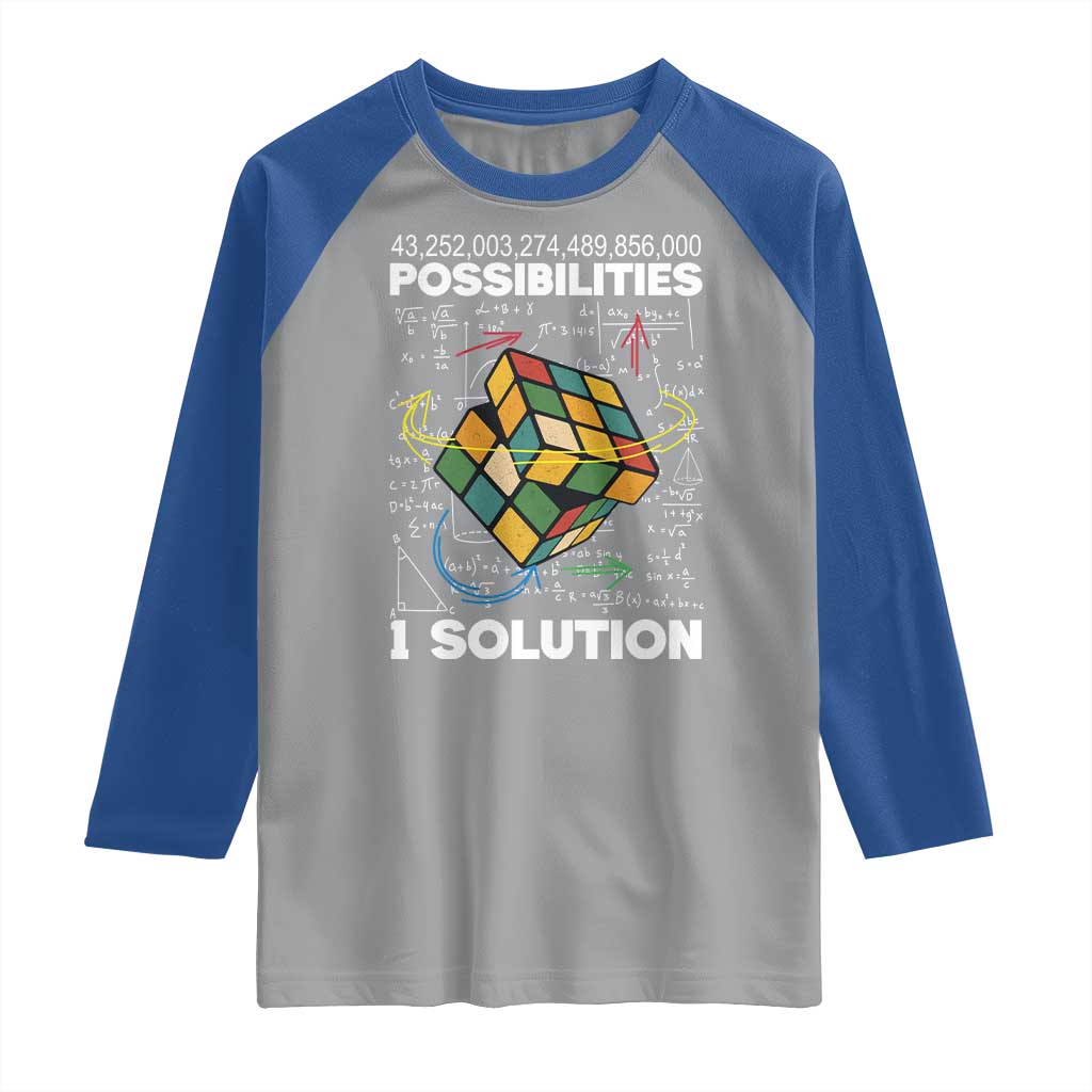 Funny Speed Cubing Raglan Shirt One Solution Math Puzzle Cube - Wonder Print Shop