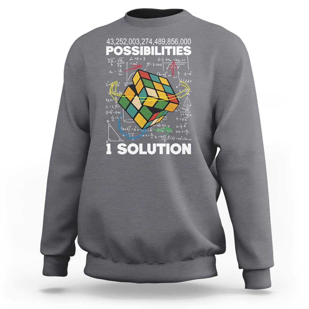 Funny Speed Cubing Sweatshirt One Solution Math Puzzle Cube - Wonder Print Shop