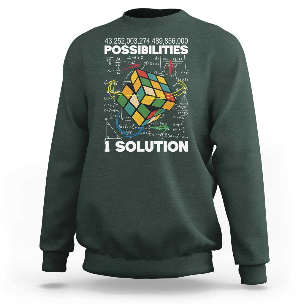 Funny Speed Cubing Sweatshirt One Solution Math Puzzle Cube - Wonder Print Shop