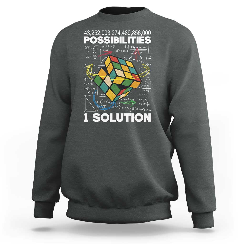 Funny Speed Cubing Sweatshirt One Solution Math Puzzle Cube - Wonder Print Shop