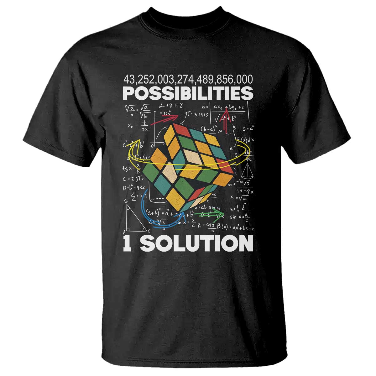 Funny Speed Cubing T Shirt One Solution Math Puzzle Cube - Wonder Print Shop