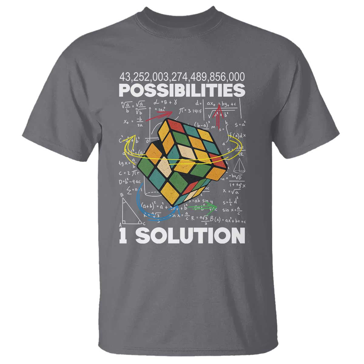 Funny Speed Cubing T Shirt One Solution Math Puzzle Cube - Wonder Print Shop